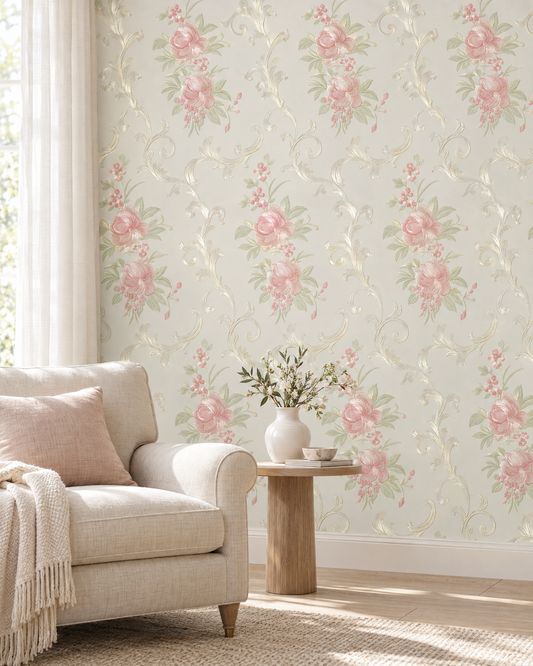 Papier peint floral romantique