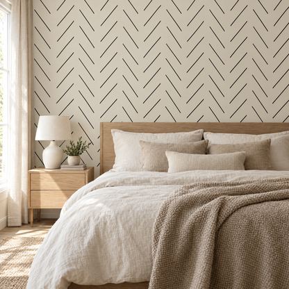 Papier peint à chevrons noir et blanc, style scandinave, autocollant ou intissé
