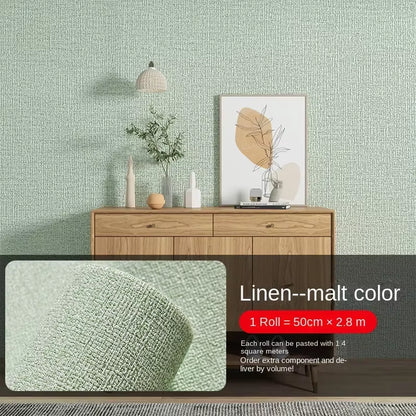 3D Thicken Self-Adhesive Thermal Insulation Wallpaper Linen Plain Color Decor Wall Stickers Renovation Anti-Collision Wallpaper