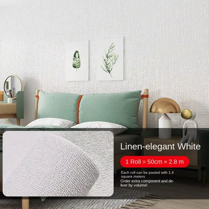 3D Thicken Self-Adhesive Thermal Insulation Wallpaper Linen Plain Color Decor Wall Stickers Renovation Anti-Collision Wallpaper