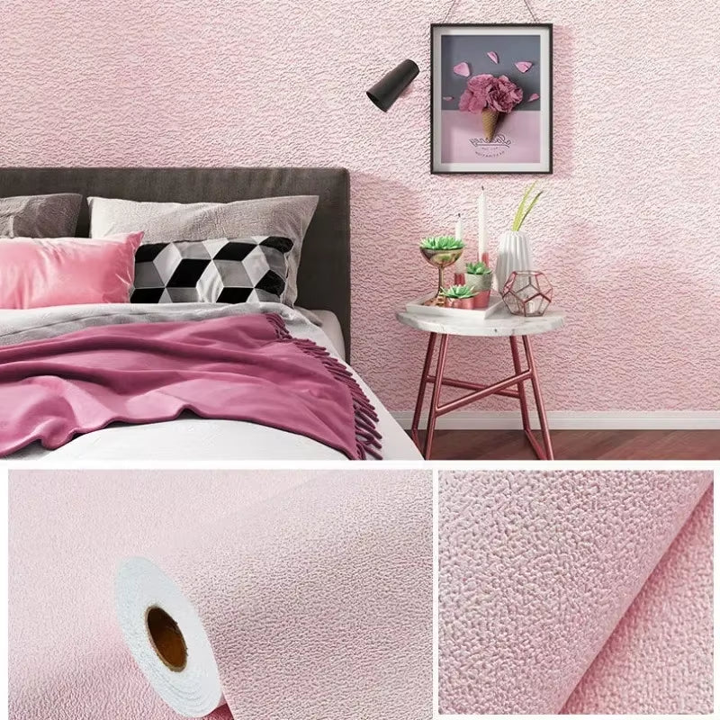 3D Thicken Self-Adhesive Thermal Insulation Wallpaper Linen Plain Color Decor Wall Stickers Renovation Anti-Collision Wallpaper