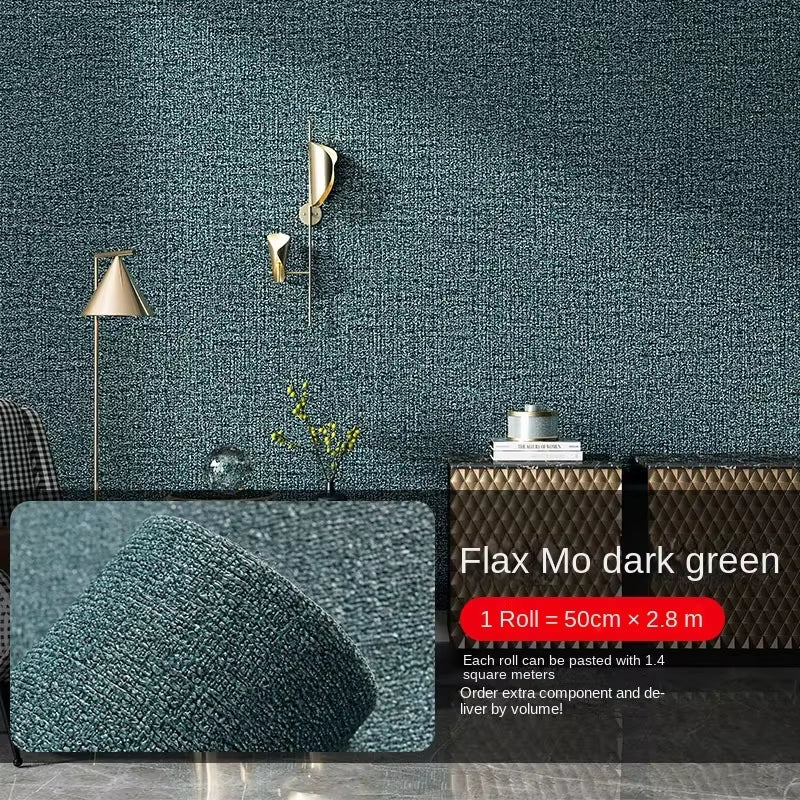 3D Thicken Self-Adhesive Thermal Insulation Wallpaper Linen Plain Color Decor Wall Stickers Renovation Anti-Collision Wallpaper