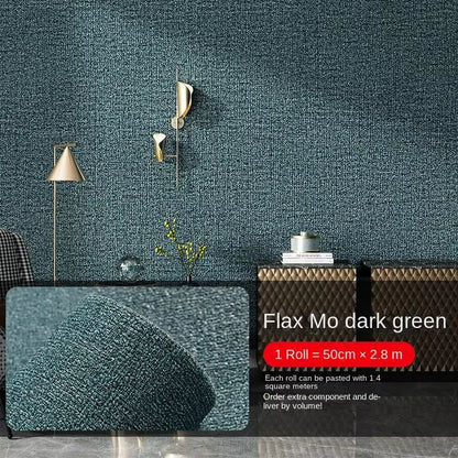 3D Thicken Self-Adhesive Thermal Insulation Wallpaper Linen Plain Color Decor Wall Stickers Renovation Anti-Collision Wallpaper