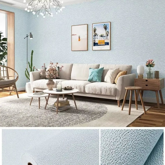 3D Thicken Self-Adhesive Thermal Insulation Wallpaper Linen Plain Color Decor Wall Stickers Renovation Anti-Collision Wallpaper