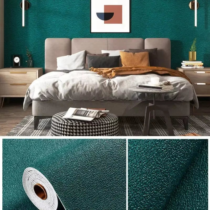 3D Thicken Self-Adhesive Thermal Insulation Wallpaper Linen Plain Color Decor Wall Stickers Renovation Anti-Collision Wallpaper