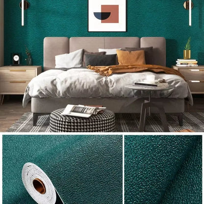 3D Thicken Self-Adhesive Thermal Insulation Wallpaper Linen Plain Color Decor Wall Stickers Renovation Anti-Collision Wallpaper