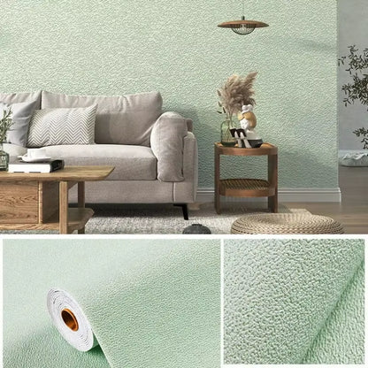 3D Thicken Self-Adhesive Thermal Insulation Wallpaper Linen Plain Color Decor Wall Stickers Renovation Anti-Collision Wallpaper