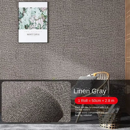 3D Thicken Self-Adhesive Thermal Insulation Wallpaper Linen Plain Color Decor Wall Stickers Renovation Anti-Collision Wallpaper