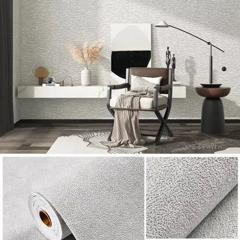 3D Thicken Self-Adhesive Thermal Insulation Wallpaper Linen Plain Color Decor Wall Stickers Renovation Anti-Collision Wallpaper