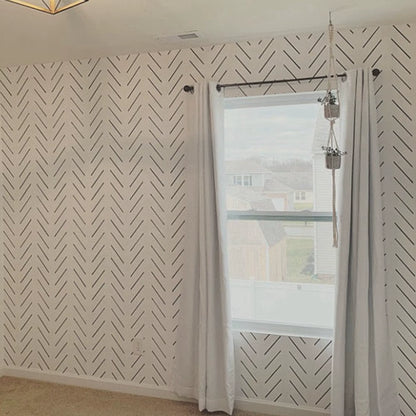 Modern Delicate Herringbone Wallpaper in Black and White, Scandinavian Design,Traditional Non-Woven or Peel and Stick Wall Paper